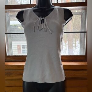 Banana Republic 100% Cotton Tank Top Tie Front V-Neck Womens Medium Powder Blue